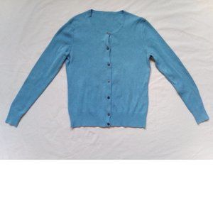 Long Sleeve Crew Neck Cotton Cardigan Sweater, Small